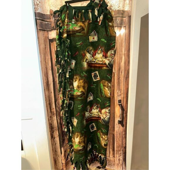 Vtg Cranston Gambling Dog Blanket Throw Archives Brown & Bigelow 2004 Playing Ca - Picture 1 of 5